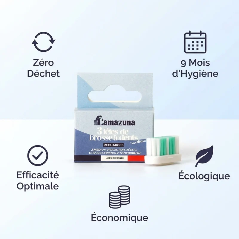 Recharge 3 Têtes de Brosse à Dents - Medium - Lamazuna