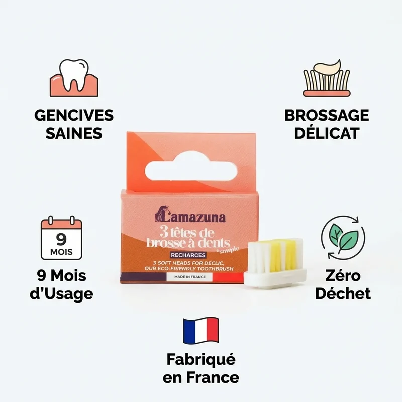 Recharge 3 Têtes de Brosse à Dents - Souple - Lamazuna
