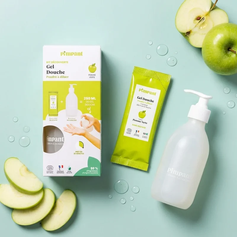 Kit Découverte Gel Douche en Poudre - Pomme Verte - Pimpant