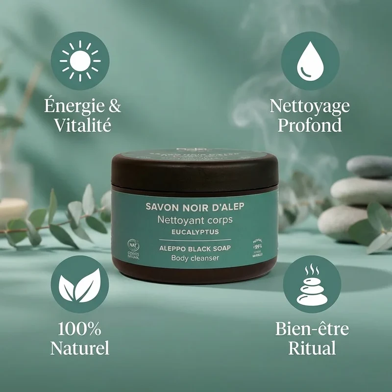 Savon noir d'Alep - Eucalyptus - 180 g - Najel