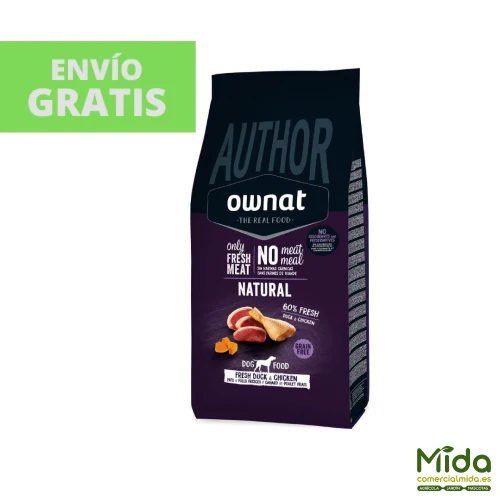 Pienso OWNAT Author Grain Free Fresh Duck & Chicken para Perros