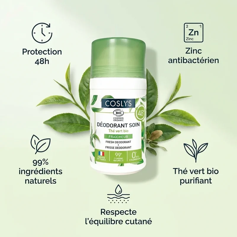 Déodorant - Thé vert bio - 50ml - Coslys