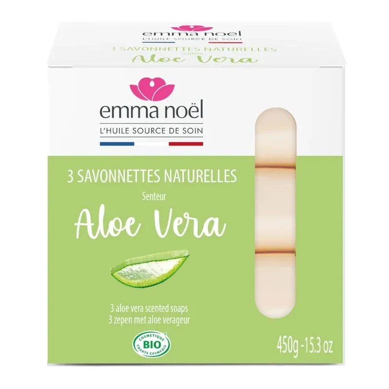 Savonnettes Aloe Vera Bio - 3 x 150 g - Emma Noël
