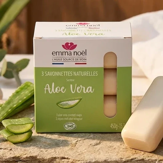 Savonnettes Aloe Vera Bio - 3 x 150 g - Emma Noël