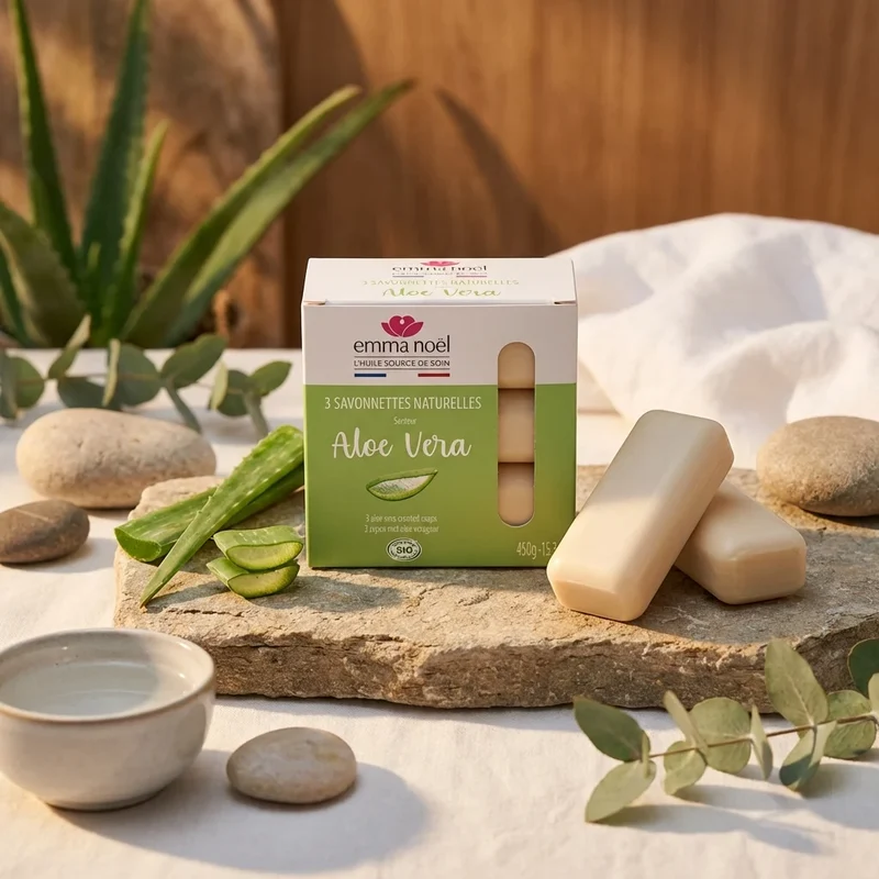 Savonnettes Aloe Vera Bio - 3 x 150 g - Emma Noël