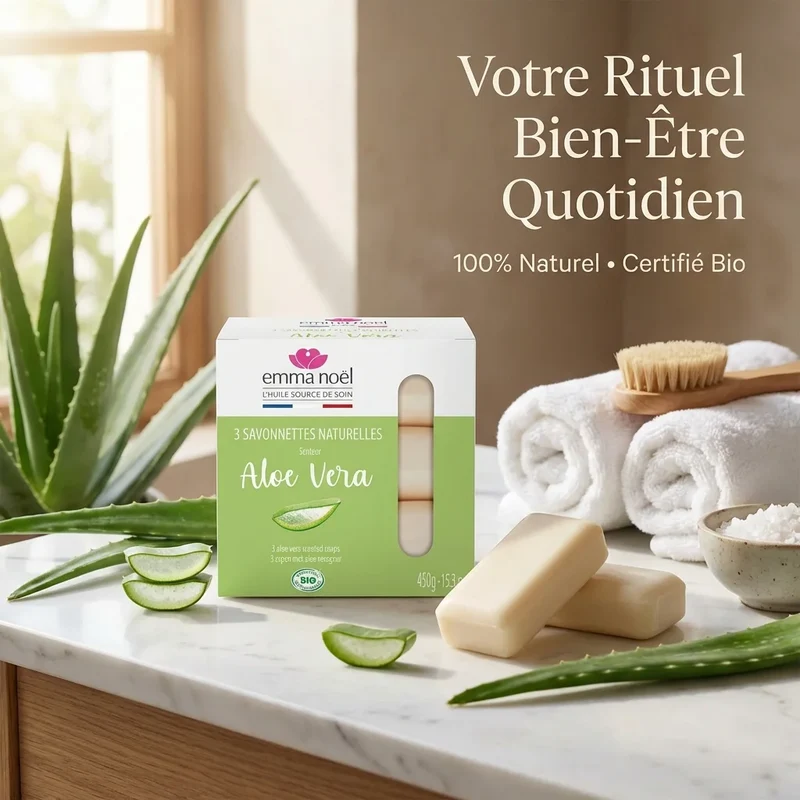 Savonnettes Aloe Vera Bio - 3 x 150 g - Emma Noël