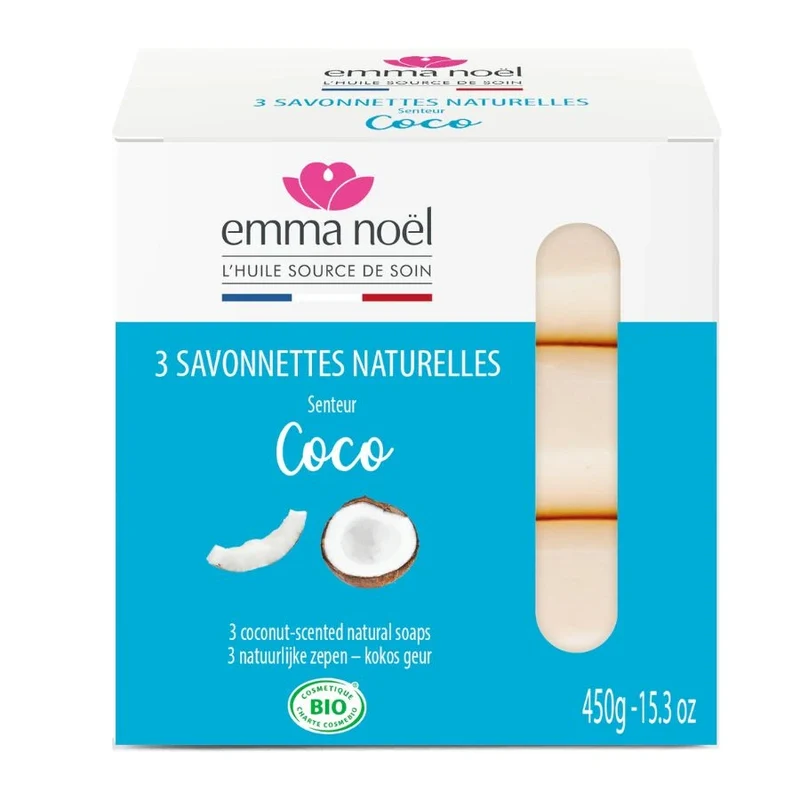 Savonnettes coco bio - 3 x 150 g - Emma Noël