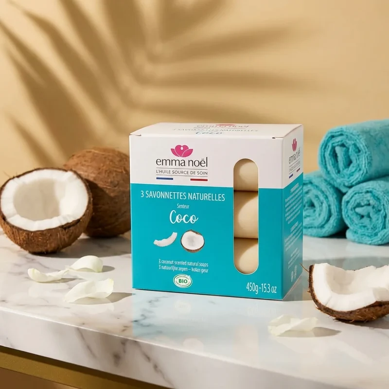Savonnettes coco bio - 3 x 150 g - Emma Noël