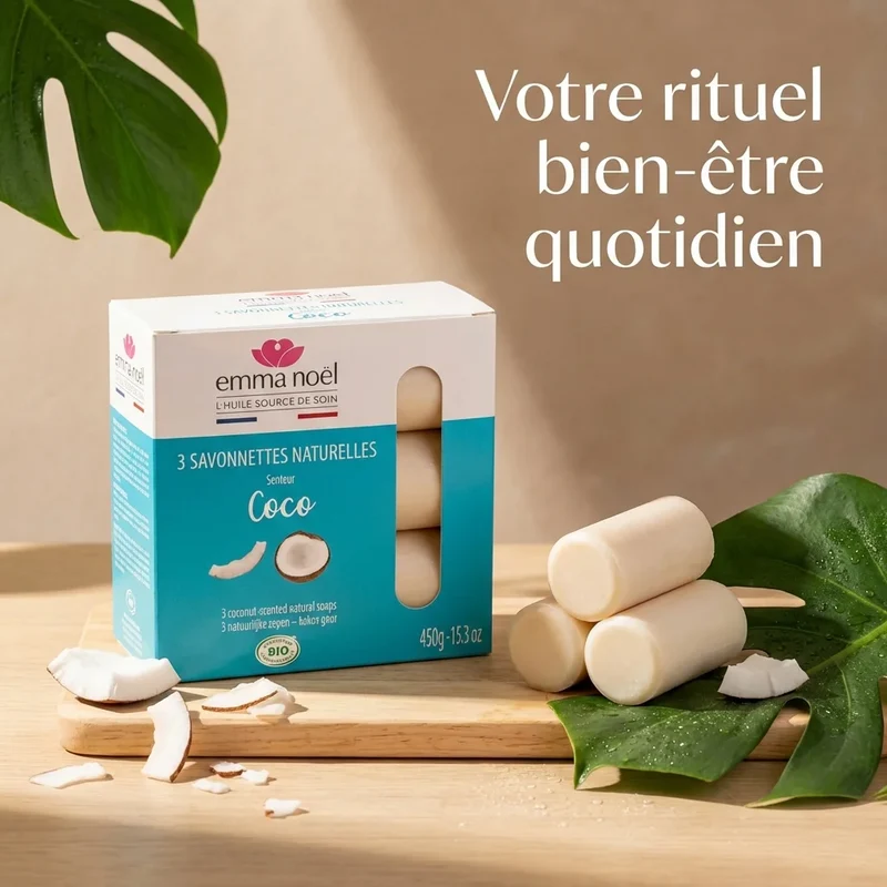 Savonnettes coco bio - 3 x 150 g - Emma Noël