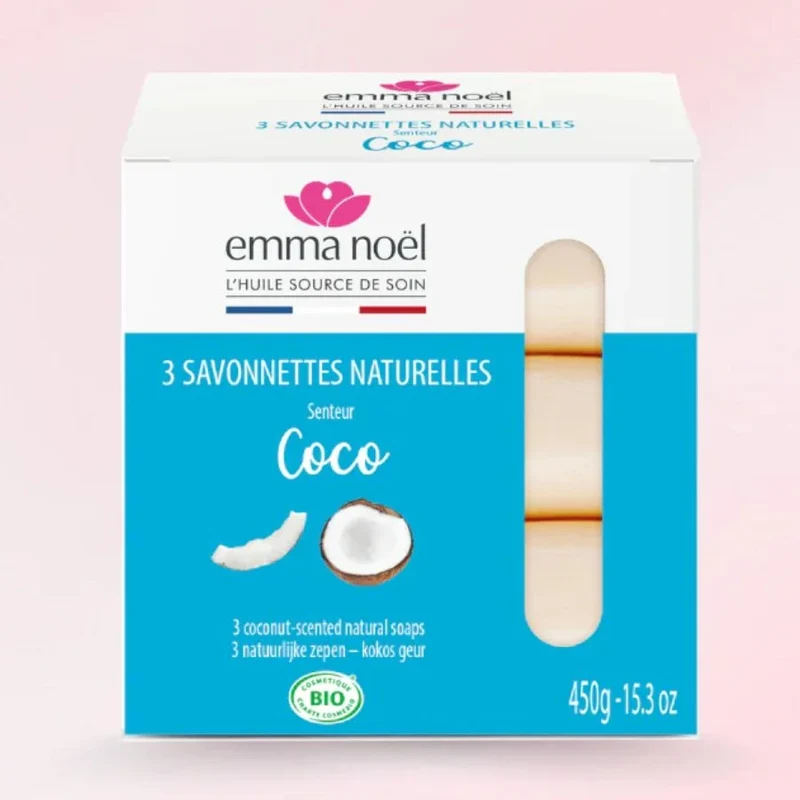 Savonnettes coco bio - 3 x 150 g - Emma Noël