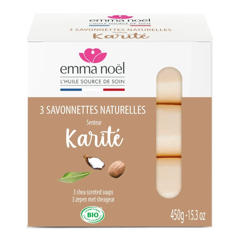 Savonnettes Karité Bio - 3 x 150 g - Emma Noël