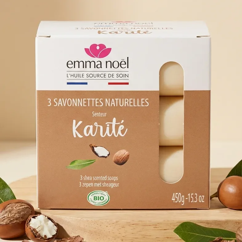 Savonnettes Karité Bio - 3 x 150 g - Emma Noël