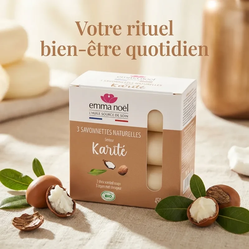 Savonnettes Karité Bio - 3 x 150 g - Emma Noël