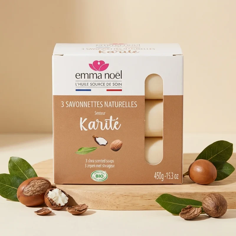 Savonnettes Karité Bio - 3 x 150 g - Emma Noël