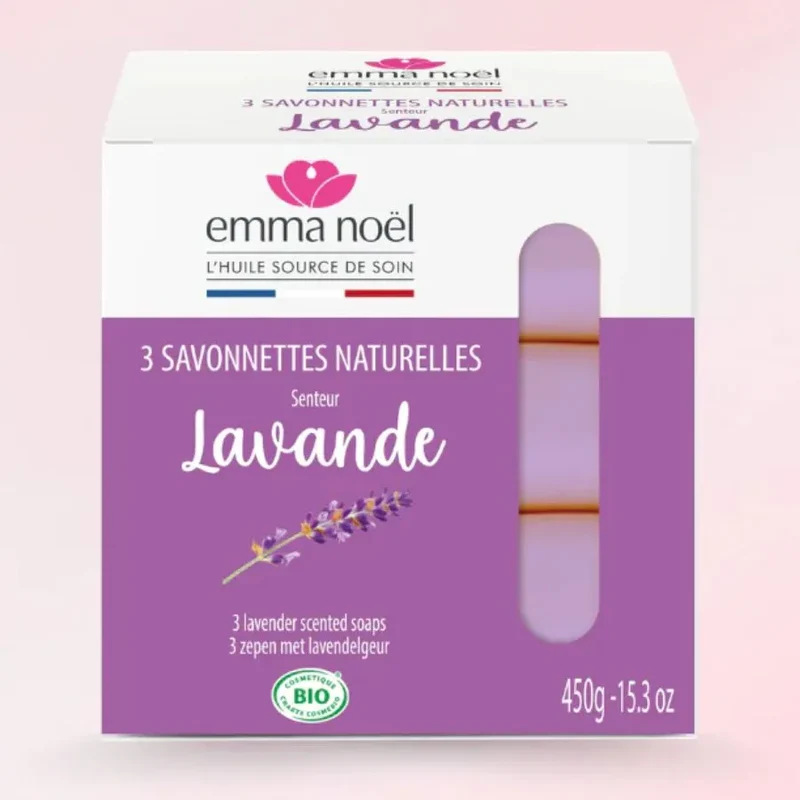 Savonnettes Lavande Bio - 3 x 150 g - Emma Noël