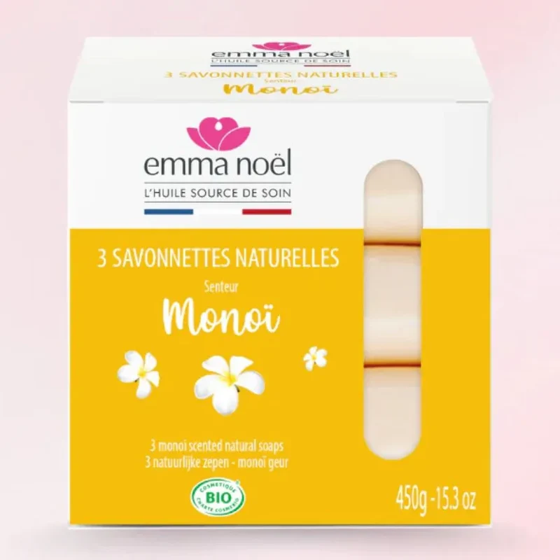 Savonnettes Monoï Bio - 3 x 150 g - Emma Noël