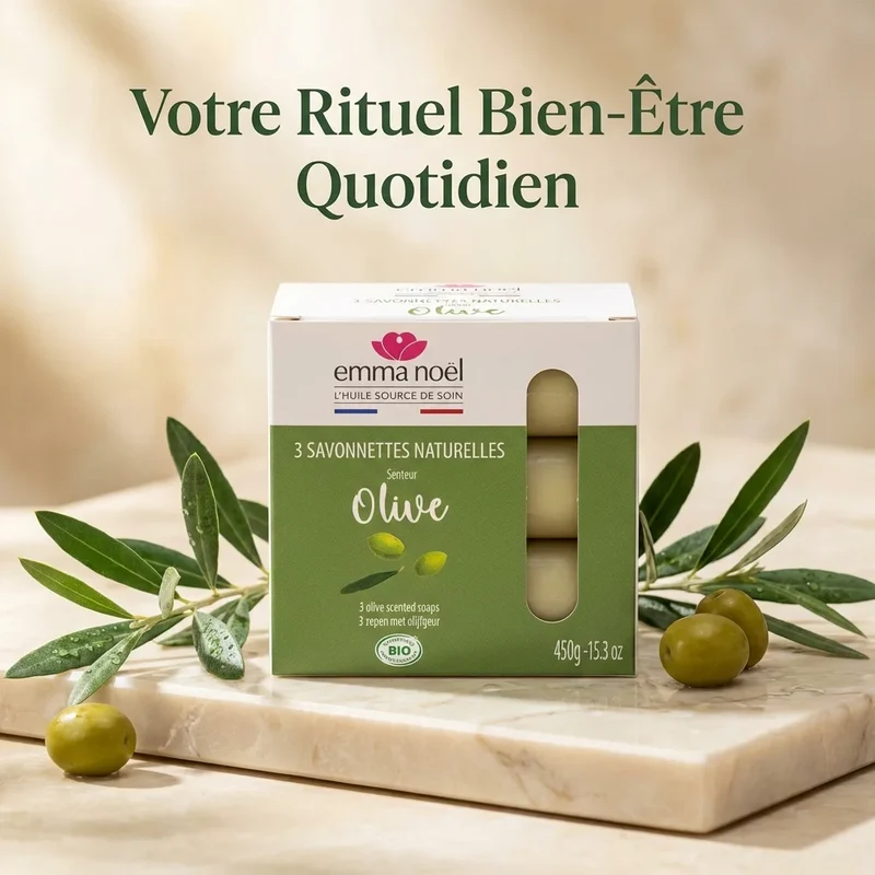 Savonnettes Olive Bio - 3 x 150 g - Emma Noël