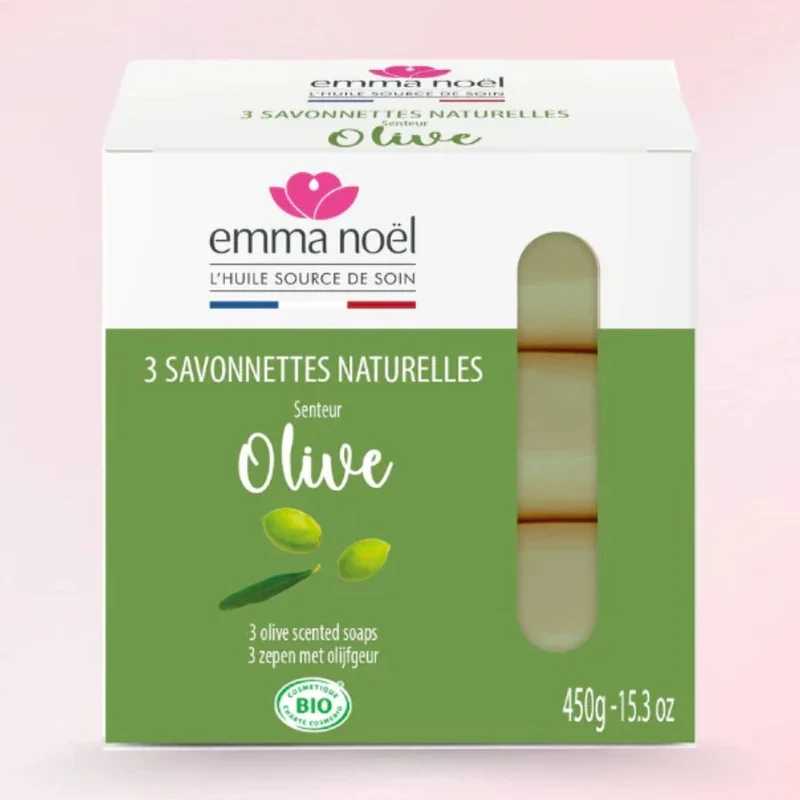Savonnettes Olive Bio - 3 x 150 g - Emma Noël