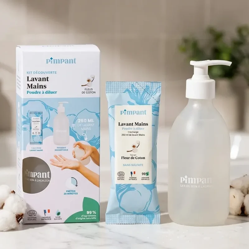 Kit Découverte Lavant Mains Poudre - Fleur de coton - Pimpant