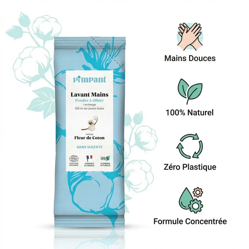 Kit Découverte Lavant Mains Poudre - Fleur de coton - Pimpant