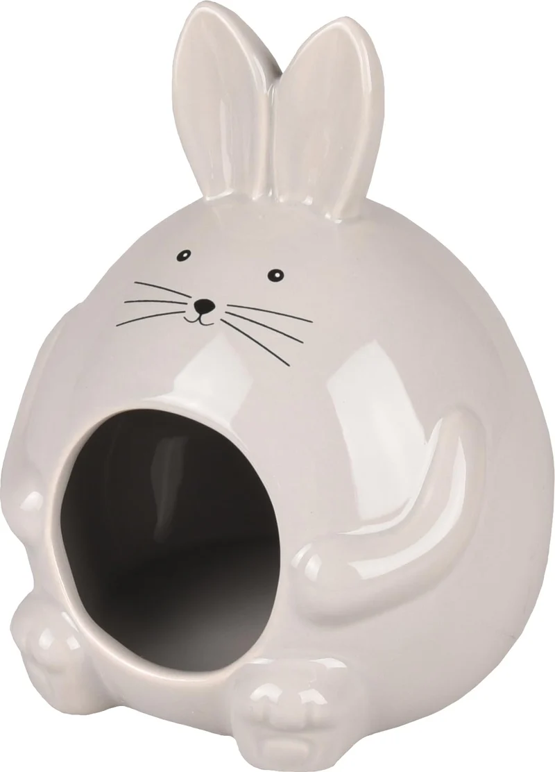 FLAMINGO Maison Hamster Hopper Céramique Gris 11.5x11.5x14cm