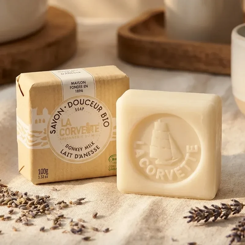 Savon de Marseille douceur bio - lait d'ânesse - 100g - La Corvette