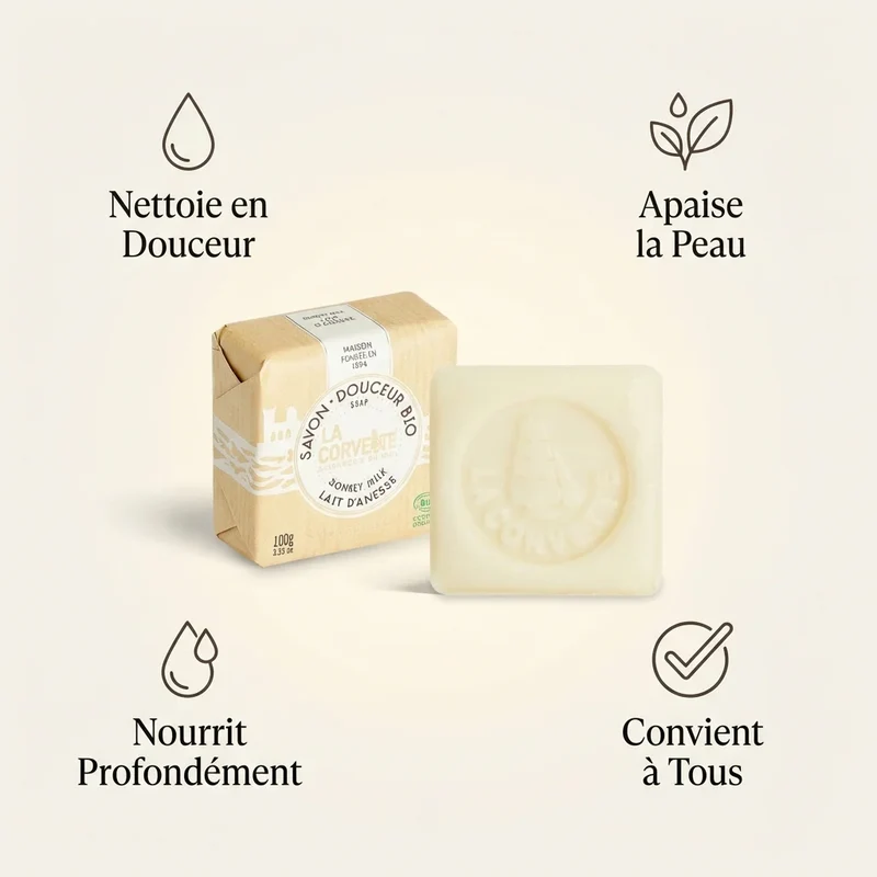 Savon de Marseille douceur bio - lait d'ânesse - 100g - La Corvette