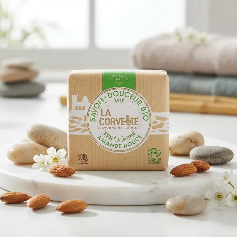 Savon de Marseille douceur bio - amande douce - 100g - La Corvette