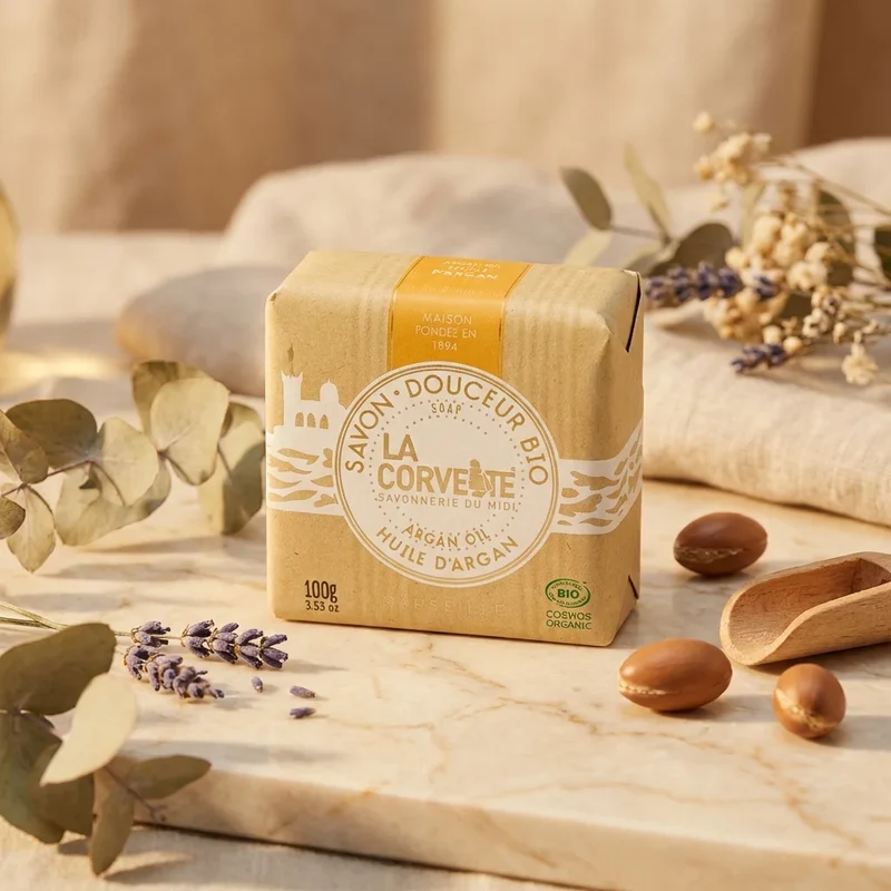 Savon de Marseille douceur bio - huile d'argan - 100g - La Corvette
