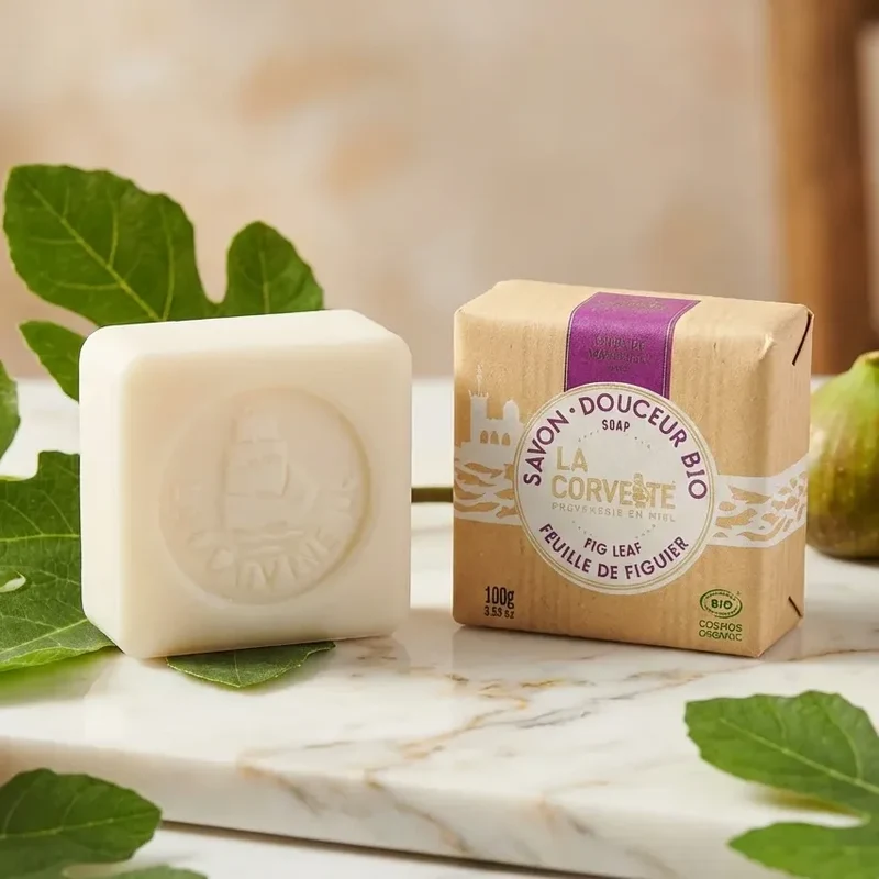 Savon de Marseille douceur bio - feuille de figuier - 100g - La Corvette