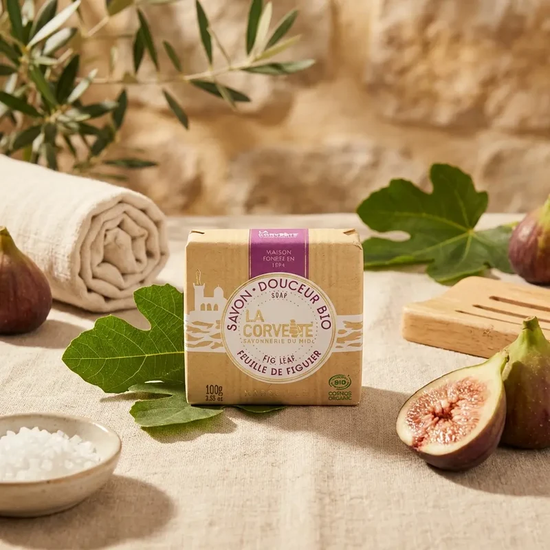 Savon de Marseille douceur bio - feuille de figuier - 100g - La Corvette