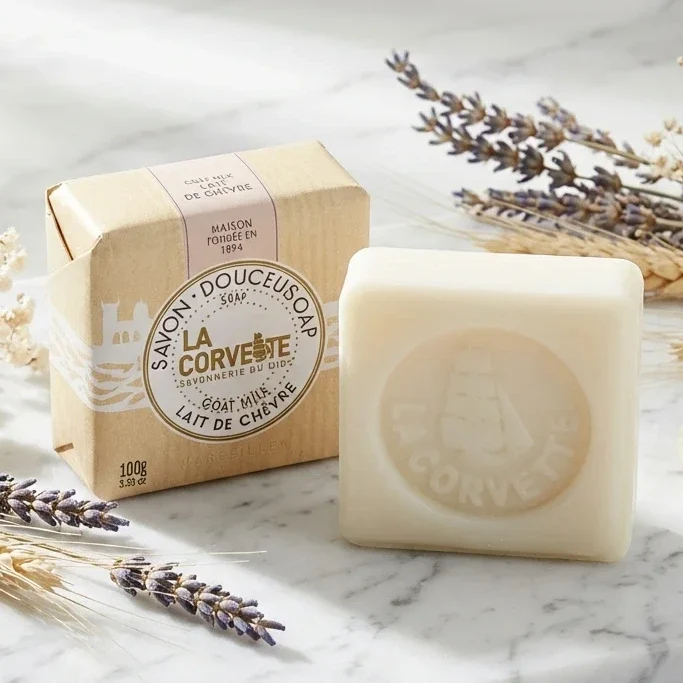 Savon de Marseille douceur bio - lait de chèvre - 100g - La Corvette