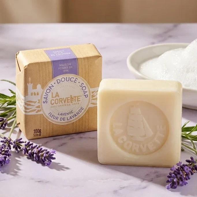 Savon de Marseille douceur bio - fleur de lavande - 100g - La Corvette