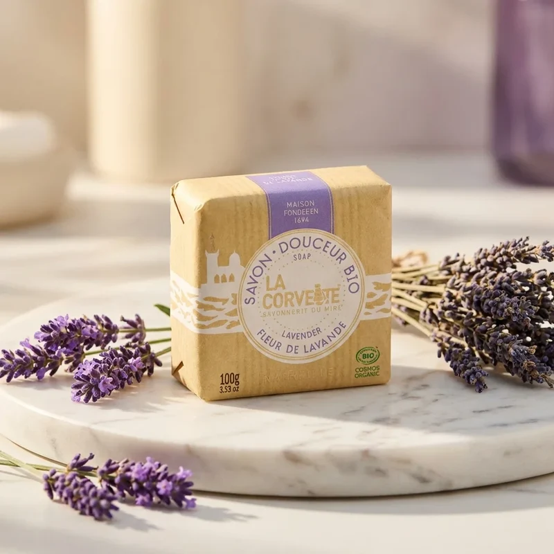 Savon de Marseille douceur bio - fleur de lavande - 100g - La Corvette
