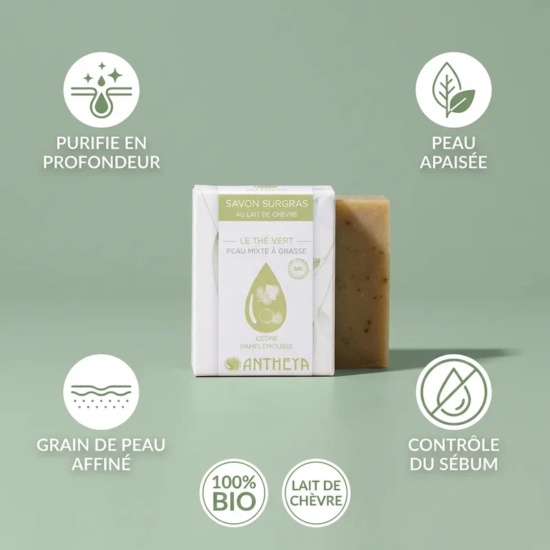 Savon lait de chèvre pour les peaux grasses - 100g - Antheya