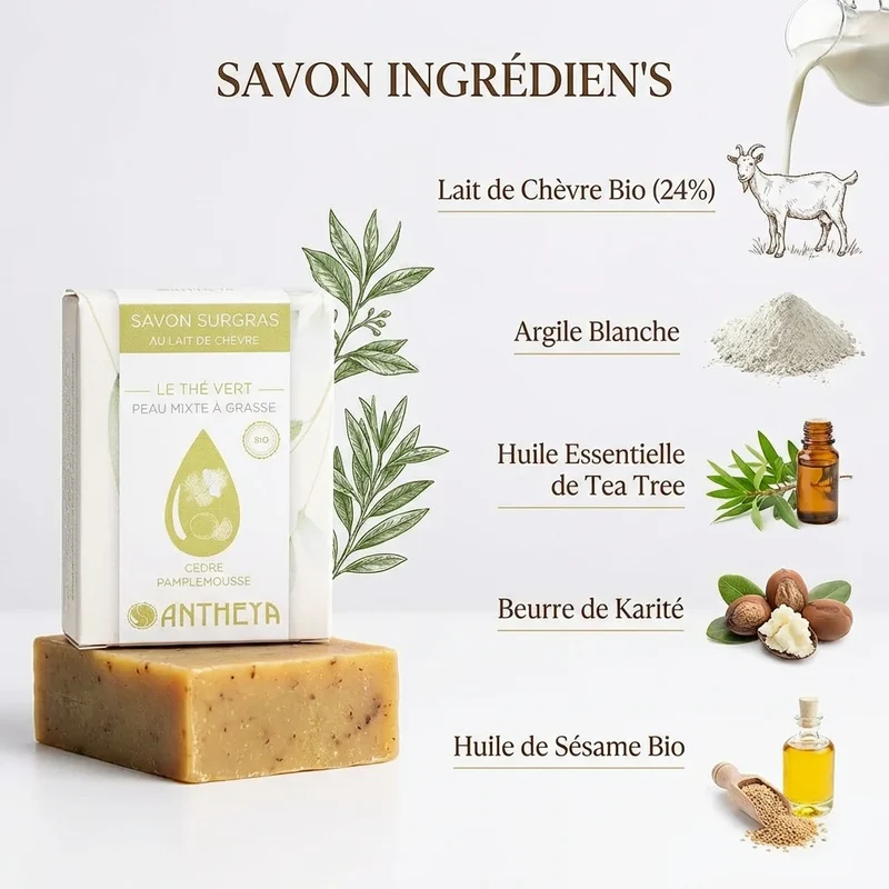 Savon lait de chèvre pour les peaux grasses - 100g - Antheya