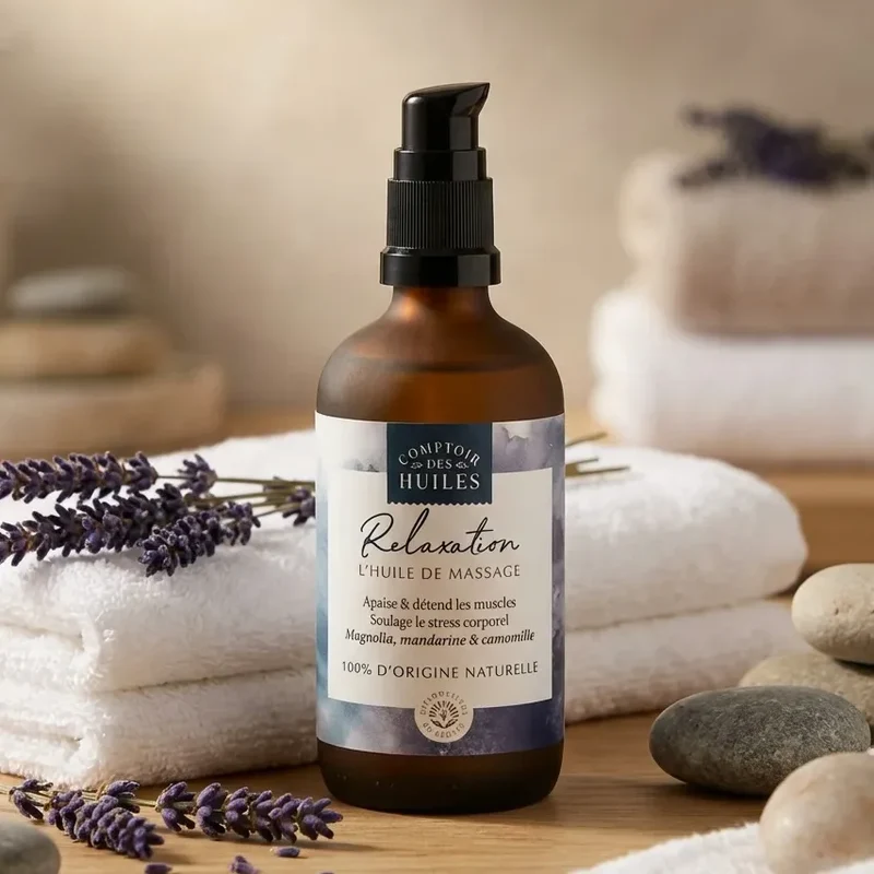 Huile de Massage Relaxation Bio - 100 ml - Comptoir des Huiles
