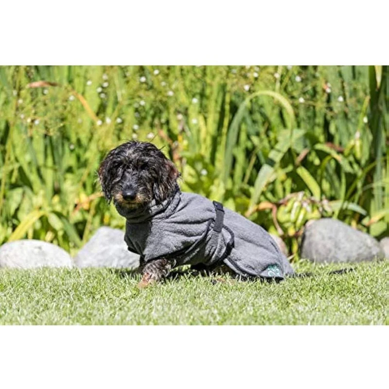 TRIXIE Peignoir Serviette pour Chien Gris Taille L Dos 60 cm Tissu Éponge Réglable