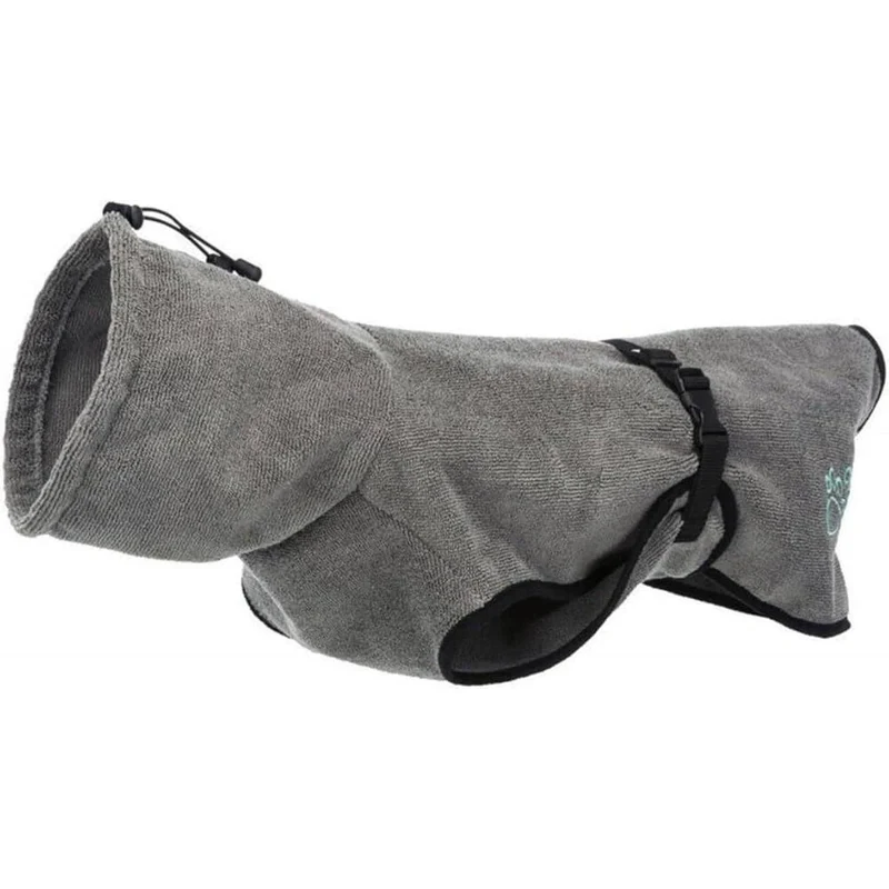 TRIXIE Peignoir de bain pour chien Tissu éponge Gris Taille M 50cm