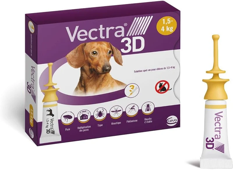 VECTRA 3D Solution Spot-on pour Chiens de 1,5–4 kg 3 pipettes