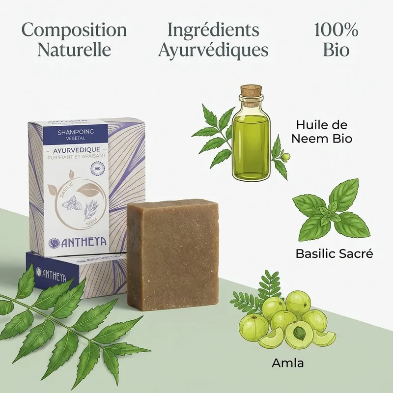 Shampoing solide anti-pellicules et démangeaisons - 100 g - Antheya