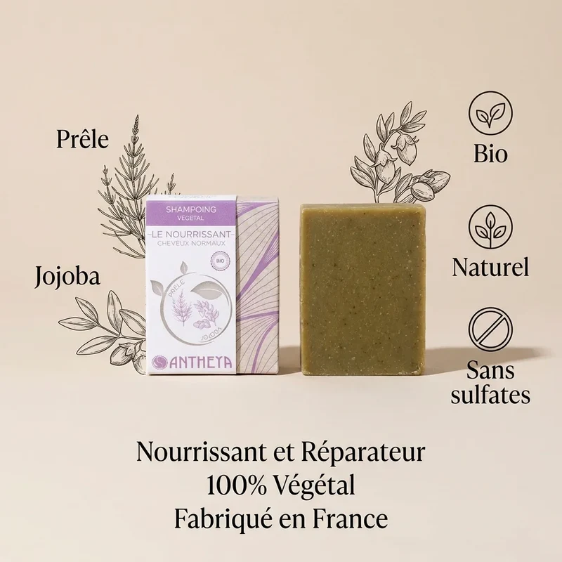 Shampoing solide - nourrissant et réparateur - 100 g - Antheya