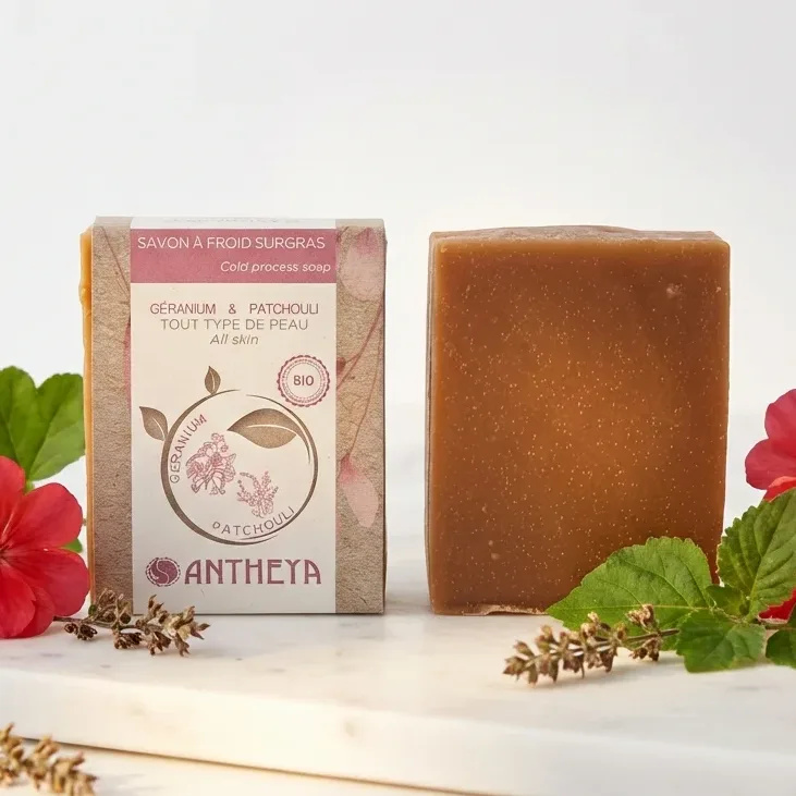 Savon géranium patchouli (toutes peaux) - 100 g - Antheya
