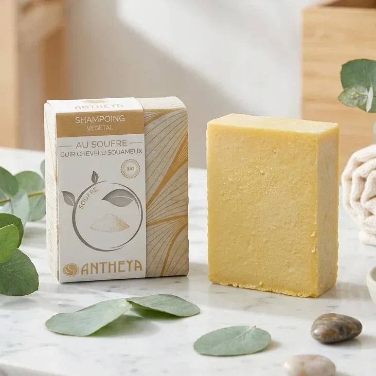 Shampoing solide au soufre - cuir chevelu squameux - 100 g - Antheya
