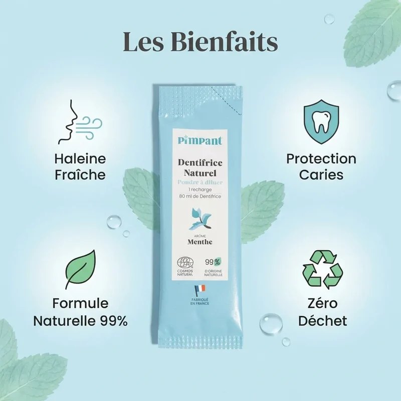 Dentifrice Menthe en Poudre à Diluer - 8 g - Pimpant