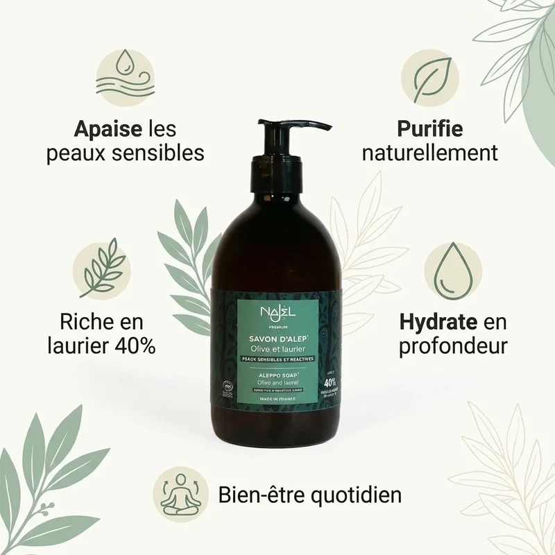 Savon d'Alep liquide 40% HBL - 500 ml - Najel