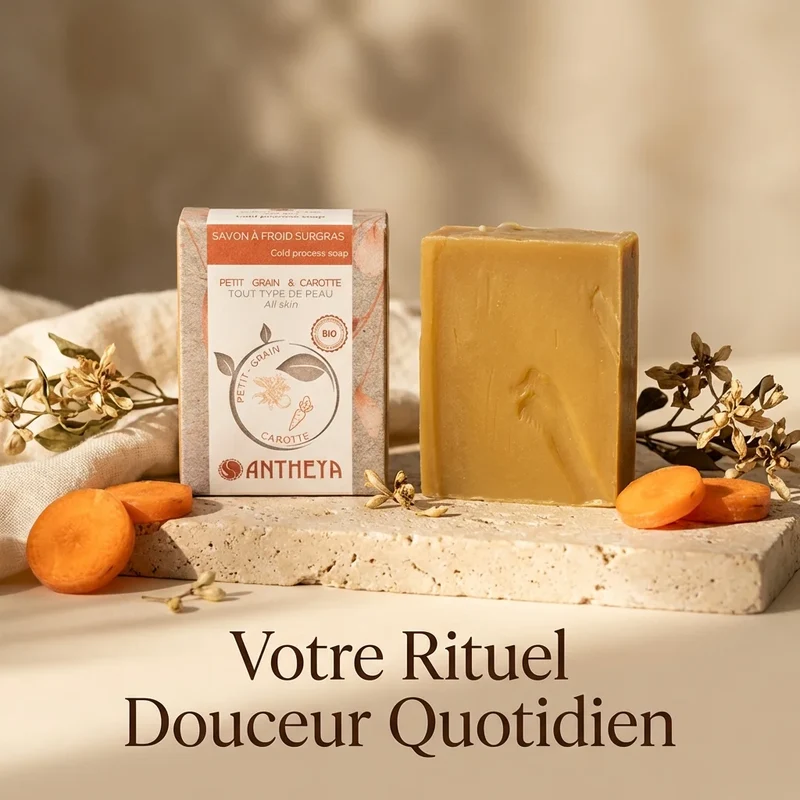 Savon Petit Grain Bigarade Carotte - Peaux Sensibles - Antheya