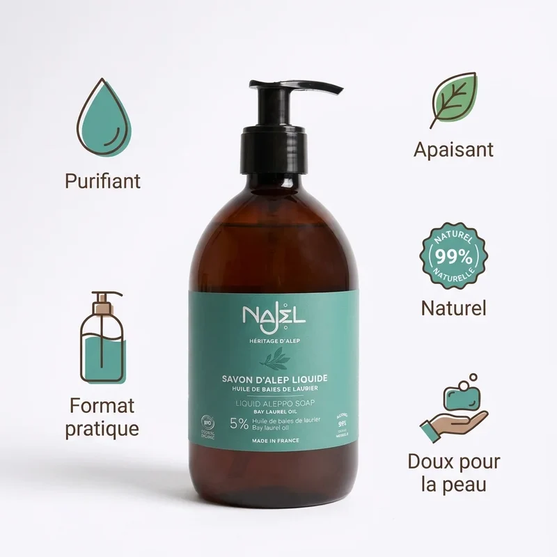 Savon d'Alep liquide 5% HBL - 500 ml - Najel