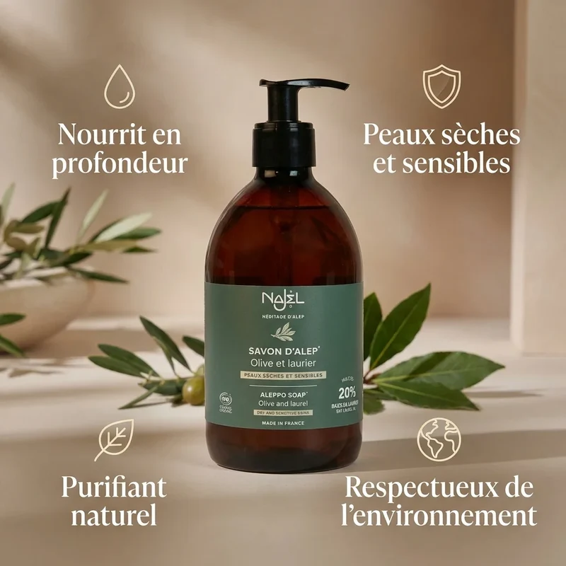Savon d'Alep liquide 20% HBL - 500 ml - Najel