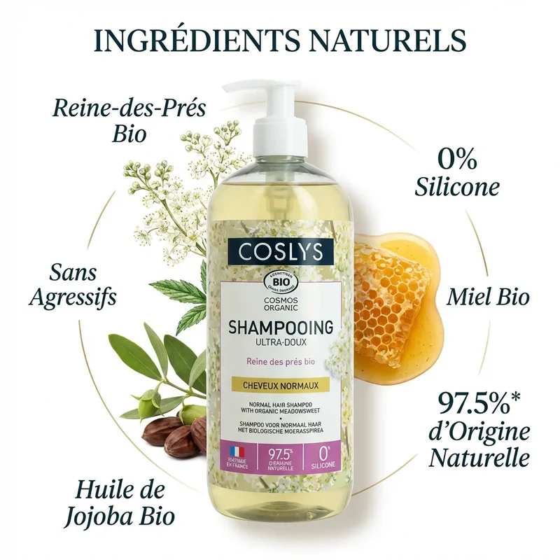 Shampoing Ultra Doux Cheveux Normaux Bio - 1L - Coslys